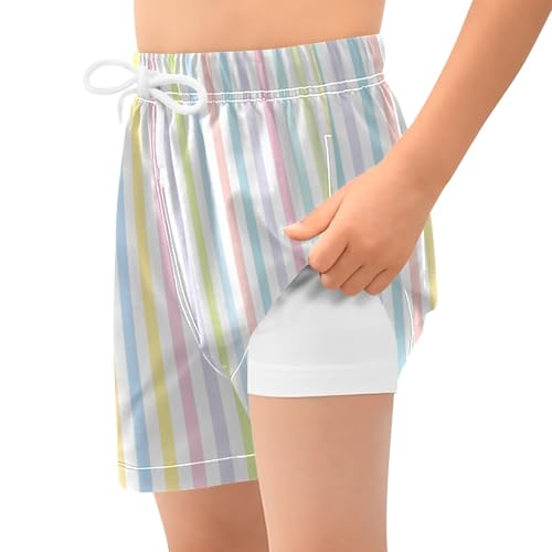 GuoChe Swimming Shorts for Boy Boys Quick Dry Boys Board Shorts Swimwear with Pocket Multicolored Stripes2