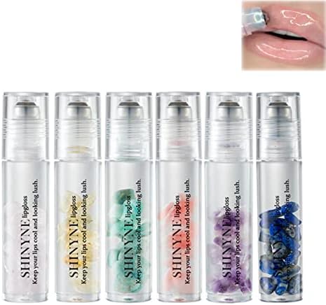 Feilium Shinyne Natural Crystal Moisturizing Lush Lip Gloss Lips Plumping, Shinyne Natural Crystal Lip Gloss -6pcs