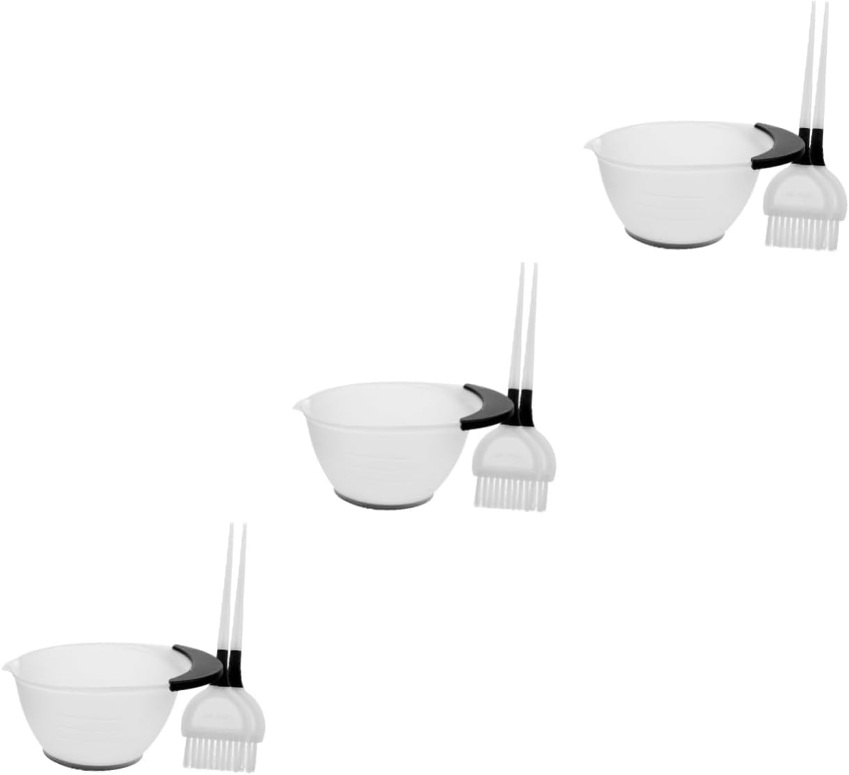 3sets Hair Dye Bowl Brushes for Salon Home Use Professional Hair Coloring Kit Includes White Bowl Brushes for Treatments Applications
