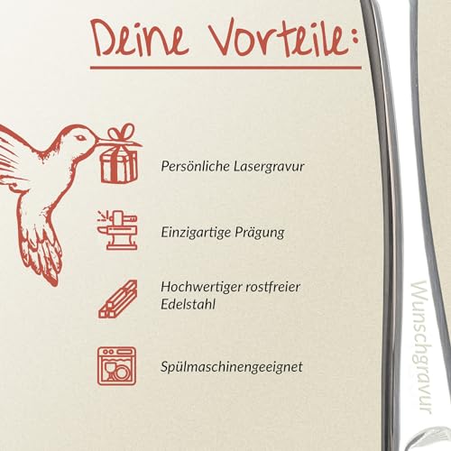 Foto von Geschenkfreude Kinderbesteck mit Namensgravur Farmfreude - Besteck mit Gravur - Besteckset mit Gravur personalisiert - Taufgeschenke für Junge/Mädchen - Besteck mit Namen für Kinder Geschenk