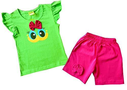 Image of Baby Girl's Cotton T-Shirt & Shorts Set | Girl's Top & Shorts /hot Pants | Casual Wear Dress for kids girls