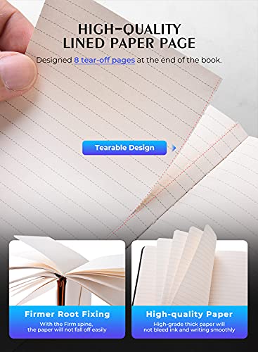 Pocket Notebook Small Notebook 2-Pack, 3.5" x 5.5" Pocket Notebooks Hardcover with Thick Lined Paper, Inner Pockets, Cover Letter Embossing Design Mini Journal Notepad 1Black 1Brown Leather - Thumbnail 2