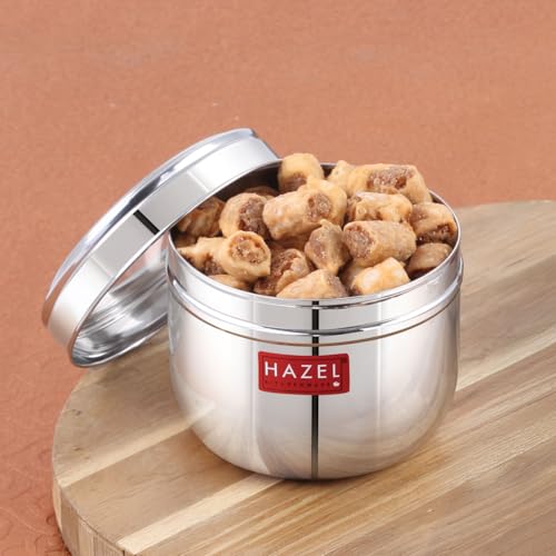 Image of HAZEL Stainless Steel Transparent Lid Containers 500ml | Versatile Storage Jars with See-Through Top | Nesting Kitchen Canisters for Spices, Snacks & Grains
