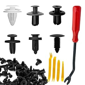 Grafken 100Pcs Car Retainer Clips & Fastener Remover, Quality Nylon Push Rivets – Splash Shield Clips 6 Most Popular Sizes & Applications for Honda Toyota GM Ford, m