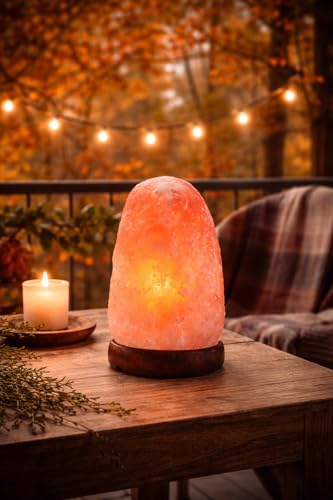 Image of Mystery & Magic of Soul Natural Himalayan Rock Salt Lamp 2 kg with Wooden Base, Night Lamp for Home Decor