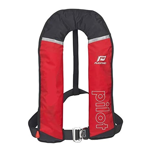 Plastimo Pilot 275N - Gilet di Salvataggio Automatico con Cintura di Sicurezza, Colore: Rosso