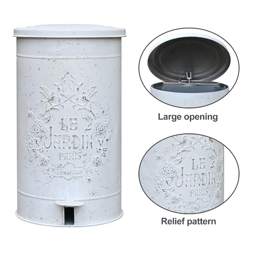 Image of Dog Poop Trash Can with Lid-15L /4Gal,Commercial Outdoor Retro Metal Garbage Can with Foot Pedal,Perfect for Shopping Mall,Office,Pets Park,Backyard