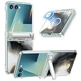 KJSK for Samsung Galaxy Z Flip 7 Case,Built-in Kickstand with Magsafe Slim Shockproof Matte Protection,Anti Yellowing,Built-in Hinge Protection,Gray Marble