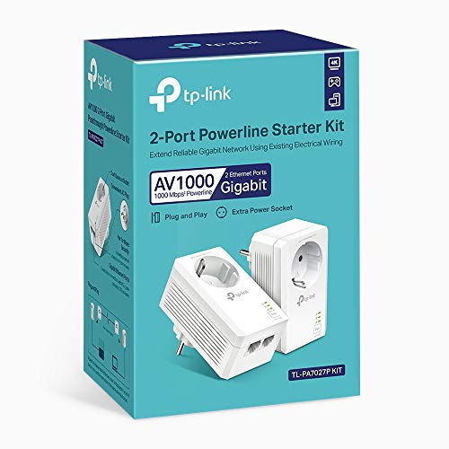 Image of TP-Link 1000Mbps Powerline Socket, Integrated Socket, 2 Gigabit Ports,TL-PA7027P KIT