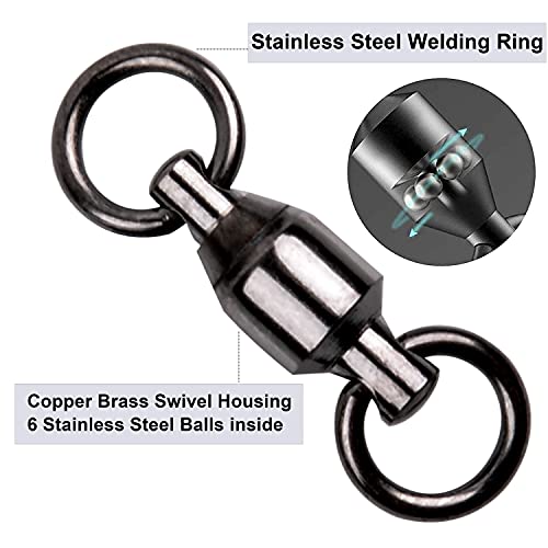 Ball Bearing Swivels Fishing, 25Pcs Barrel Swivels Fishing Tackle Stainless Steel Welding Rings High Strength Saltwater Fishing Swivels Connectors (Size6 260Lbs, 25 Pcs) #TOP2