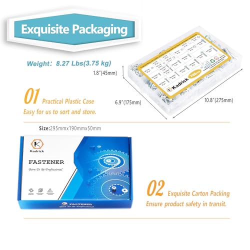 Image of Kadrick 700Pcs Grade 8.8 Metric Bolt Assortment, M6 M8 M10 Flange Hex Heavy Duty Bolts and Nuts Kit,M6 x1.0 M8 x1.25 M10-1.25 (12mm to 45mm),Eco-Friendly Zinc Plated