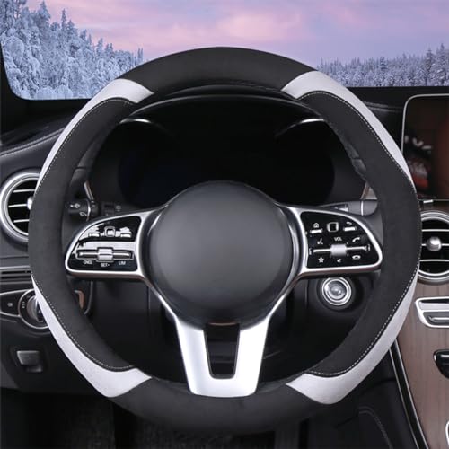 WJMZ Soft Suede Steering Wheel Cover, Warm Steering Wheel Cover Fashion Universal 15 inch, Gray by WJMZ - Image 2