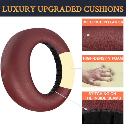 Image of SOULWIT Earpads Cushions Replacement for Sony PlayStation 5 Pulse PS5 3D Wireless Headset, Ear Pads Cushions with Soft Protein Leather, Noise Isolation Foam - PL Burgundy