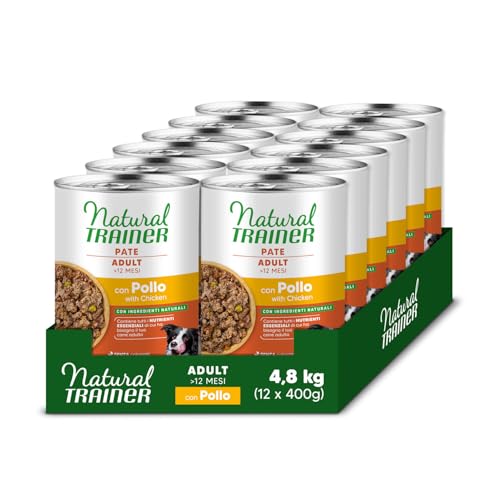 Natural Trainer Medium-Maxi Cibo Umido per Cani Adulti - Paté con Pollo 12 x 400g