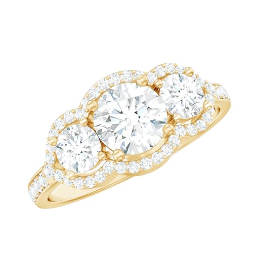 Certified Lab Grown Diamond 3 Stone Engagement Ring, Ef-Vs Quality, Past Present Future Diamond Ring - Gift For Women