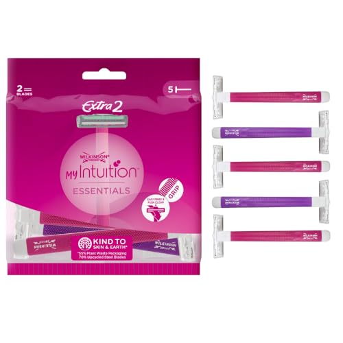 Wilkinson Sword Extra 2 Beauty - 5 unidades Desechables Depilatorias Femeninas de 2 Hojas con Mango Antideslizante y Bandas Lubricantes de Aloe Vera