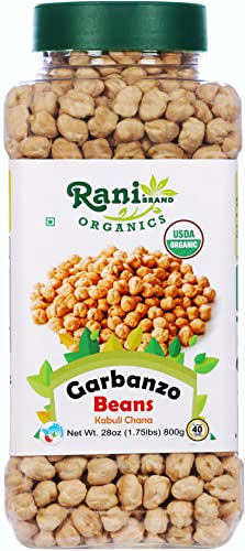 Rani Organic Garbanzo Beans (Kabuli Chana) 28oz (800g) PET Jar ~ All Natural | Vegan | Gluten Friendly | NON-GMO | Indian Origin | USDA Certified Organic
