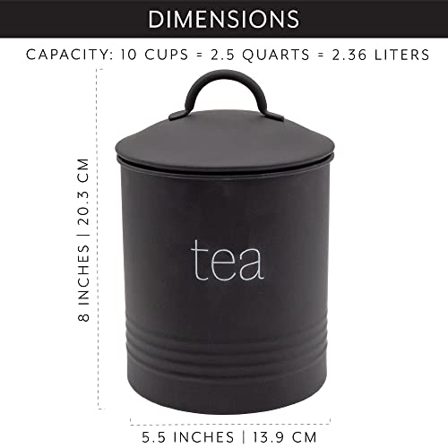 Auldhome Enamelware Black Tea Canister; Large Modern Farmhouse Style Tea Storage For Kitchen #TOP4