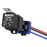Weasch Waterproof Relay Kit, 12V 40A, 4 Pin SPST, Heavy Duty 14 AWG Tinned Copper Wires Automotive Relay and Harness Set for Automotive Car Marine Boat