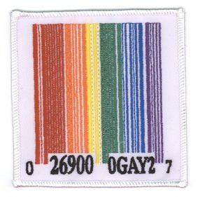 Novelty Iron On Patch - Gay Pride Rainbow UPC Barcode Applique
