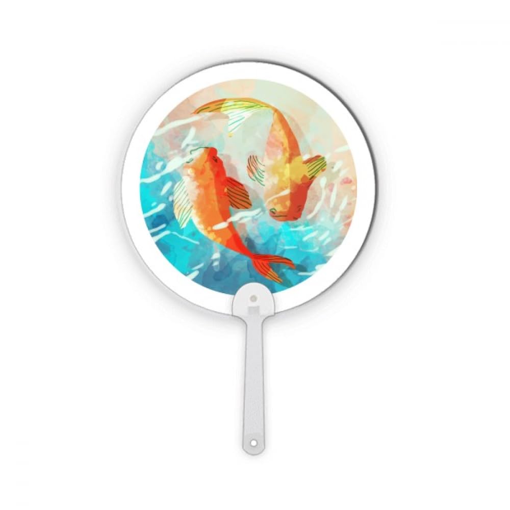 Éventail rond japonais rouge koï plastique art asiatique uchiwa