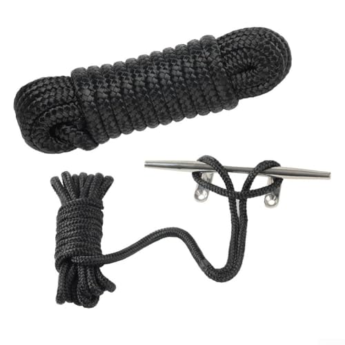 Oniissy Cuerda de amarre para muelle de barco, cuerda marina de nailon doble para líneas de anclaje y aparejo para – 5/8 pulgadas 6 m, 1/2 pulgada 4,5 m, 3/8 pulgadas 4,5 m para – negro (1/2 pulgada)