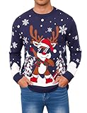 Ambiente de celebración: Este suéter navideño feo para hombre es la elección perfecta para fiestas navideñas, reuniones familiares y concursos de suéteres navideños. El clásico diseño navideño aporta diversión adicional a las fiestas. Se puede combinar fácilmente con vaqueros ajustados o pantalones informales y subraya tu gusto por la moda.