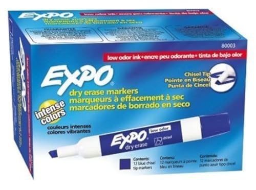 Expo Chisel Tip Dry Erase Marker, Blue, Pack of 144