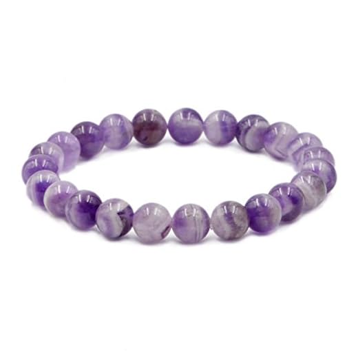 AD Beads Natural Gemstone Round Beads Stretch Bracelet Healing Reiki 8mm (Teeth Amethyst)