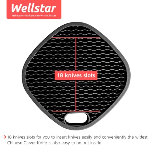 Universal Knife Block Holder for Kitchen, WELLSTAR Knife Stand without Knives, Safe Space Saver Large Volume Stable Knife Storage with Scissors Slot, Detachable for Easy Cleaning – Black
