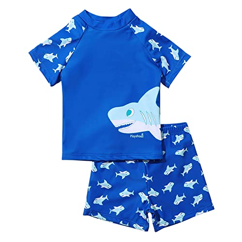 Miyanuby Ensemble de Maillot de Bain pour Bébé Garçon 2 Pièces T-Shirts et Boxers Caleçons Protection Solaire Maillot de Bain à Manches Courtes Maillot de Bain Surf pour Enfants Cover