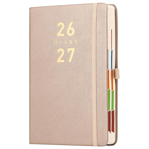 Mljtoyo Academic diary 2026-2027 page a day Daily Planner 2026 27 Appointment from Jul 2026 to Jun 2027 Organiser Hardcover with Color Tabs Pen Holder Inner pocket 400 Ivory Thick Pages (GOLD A5)