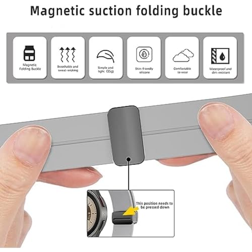 Image of LORENZ Silicone 22mm Replacement Watch Strap with Adjustable Magnetic Lock Feature