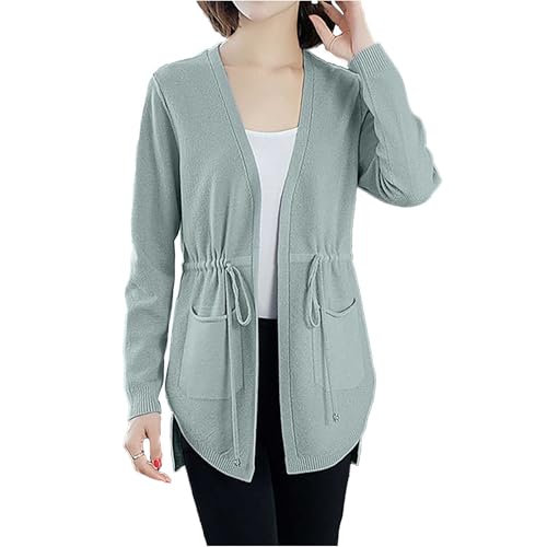 ���f�B�[�X �J�[�f�B�K�� �H�� �C���i�[�E�F�A �����Y �㉺ Autumn New European And American Loose Waist Knitwear Pocket Medium Length �� �x�[�W�� �~ �ݕt���j�b�g �H �������