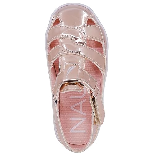 Nautica Toddler Sandals – Water Sport Closed-Toe Summer Shoes for Boys & Girls with Adjustable Straps,Mikkel Girls-Rose Gold-74
