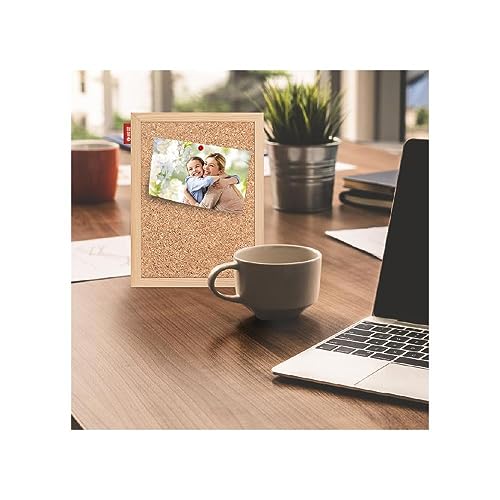 Memobe Pinnwand Kork 30x21 cm - Pinwand Korktafel mit Holzrahmen - Korkplatte für Foto Hängen, Notizen - Korkwand Naturkorkoberfläche - Cork Board für Büro - Vertikale oder Horizontale Anordnung