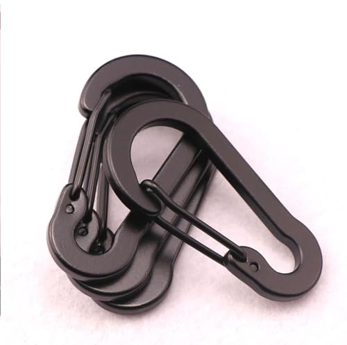 ORTAVA 10 Stück Karabinerhaken 5cm, Mini Karabiner Schwarz Aluminium D-Clip, Karabinerhaken Klein Schlüsselanhänger für Camping, Reisen, Wandern, Angeln, Rucksack, Gürtel.