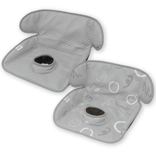Image of THINK GOOD TOTS Piddle Pad 2-Pack, Potty Training Car Seat Protector, Toddler Car Seat Cover & Stroller Protector, Machine Washable Waterproof Car Seat, Anti-Slip, Universal Fit (Grey)
