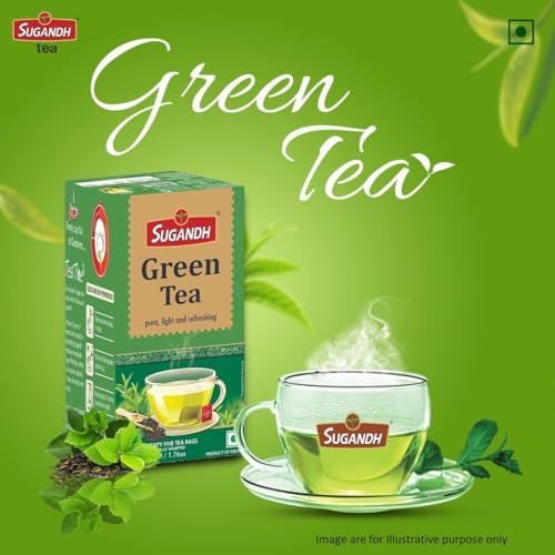 Image of Sugandh Green Tea Bags 100% Natural Green Tea Single Origin - 25 Tea Bags