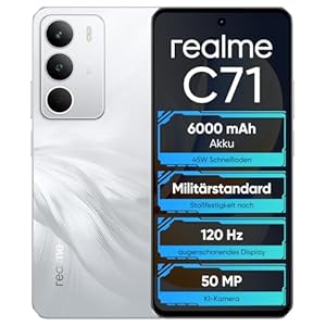 realme C71 4G Smartphone, 6, 7 Zoll 120 Hz Display, 6000 mAh Akku, 8+256 GB Interner Speicher, 50 MP Kamera, Octa-core T7250 Chipsatz, Weißer Schwan, Ohne Adapter