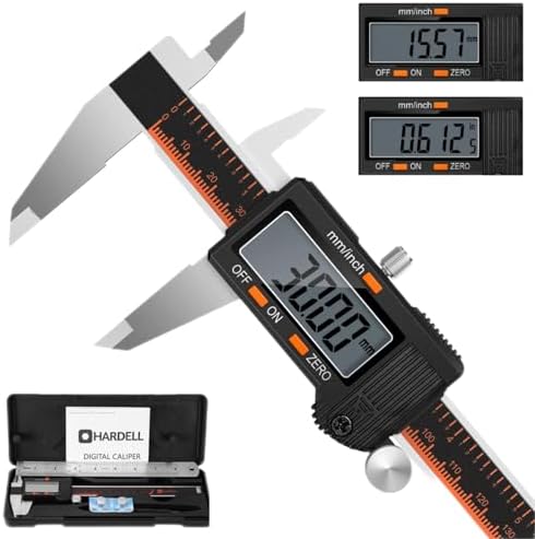 HARDELL Digital Caliper, 6 Inch Stainless Steel Caliper Measuring Tool with Large LCD Screen, Electronic Micrometer Caliper Digital Inch/Millimeter Conversion, Automatic Off(Ruler & 2 Batteries)