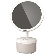Smart Facial Beauty Mirror with Light, Tabletop Mirror, 8.8 Inches, 3 Color Dimmer + 7 Color Modes, Motion Sensor Automatic Shut-Off, Actress Mirror, Stand Mirror, Dresser Mirror, Angle