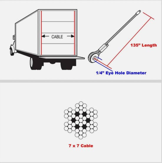 4PC 130" 1/4" Nylon Eyelet 7x7 Galvanized Steel Ramp Door Lift Cable TG-913041 by BFC - Image 2