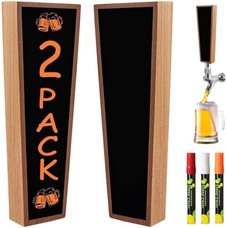 Wooden Beer Tap Handles –Chalkboard Markable Keg Tap Handles(2 Pack) | Smooth, Easy to install, Ideal for Homebrewers, Home Bars, Restaurants & Wedding. Perfect Accessory for Draft Beer Systems
