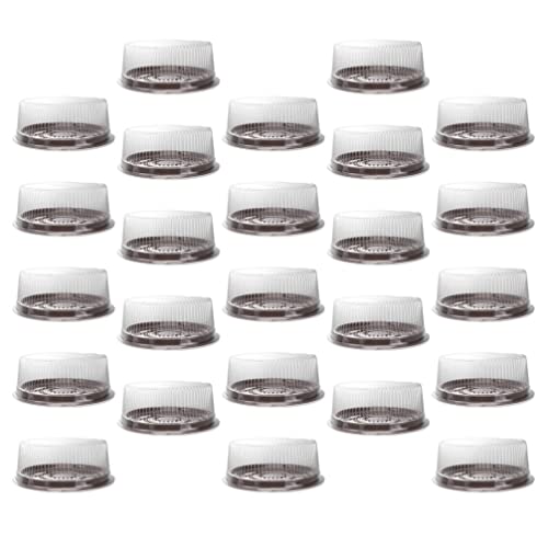 Kichvoe 25Pcs Plastic Cake Containers Carriers With Dome Lids Disposable Round Cake Carrier Cake Display Container For Transport #TOP25