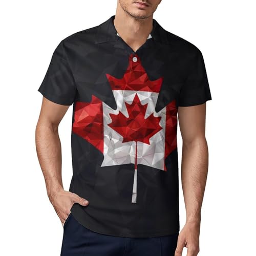 Canada Flag Diamond Novelty Men's Short Sleeve Shirts Funny Golf Tennis Work T-Shirt Sport Tee S