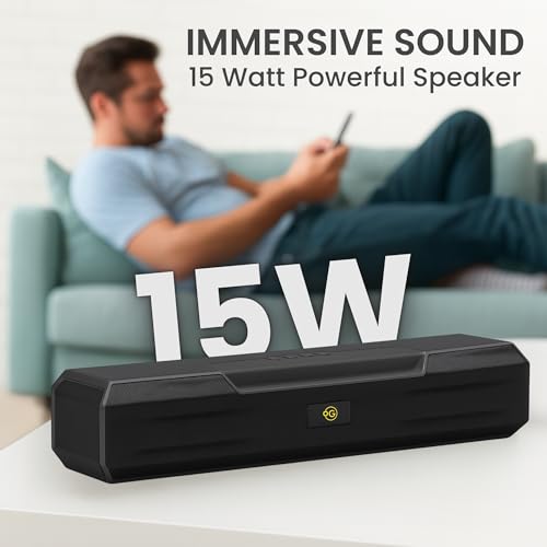 Image of OOGE Vibebox 7000 Bluetooth Speaker, 15W Portable Wireless Speaker with TWS Connection, Type-C Charging, AUX Input, FM Radio, USB & TF Card Support, 8H Playtime (Movie,Music Modes) (Black)