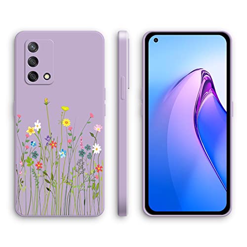 Cover per Oppo A74 4G Custodia Morbido Antiurto Ultrasottile con Motivo Carino Design a Bordo Dritto - Flowers silicone viola
