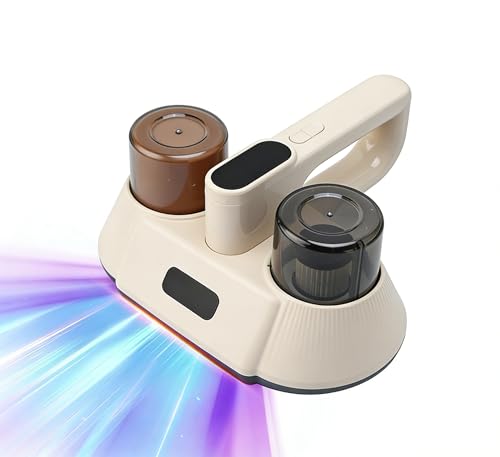 Aspirateur anti-acariens pour matelas avec forte aspiration, double gobelet avec lumière UV-C et ultrasons, pour le nettoyage des housses de couette et des...
