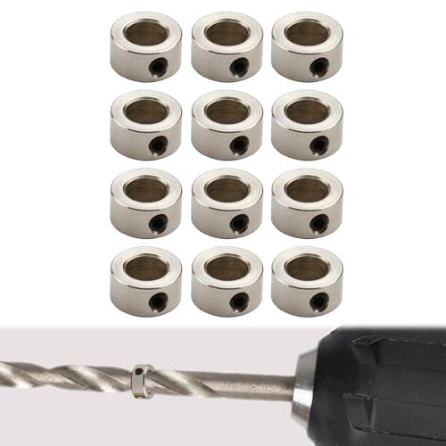 12stk Sicherungsringe 10mm aus Stahl, Stellringe mit Gewindesicherung, Tiefenanschlagringe für CNC und 3D Drucker, inklusive Befestigungsschrauben und Inbusschlüssel, Rostfrei und Langlebig